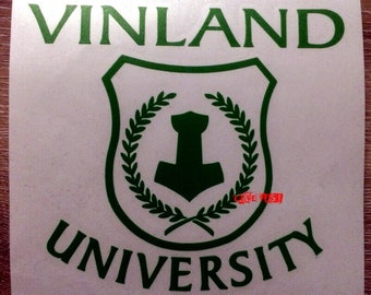 VINLAND UNIVERSITY DECAL Sticker Vinyl asatru viking thors hammer leif erikson nordic rune odin