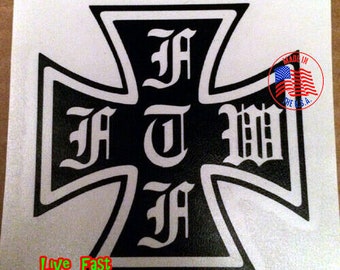 FTW Two Wheels Vinyl Sticker - Outlaw Biker Motorcycle Decal