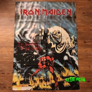 IRON MAIDEN - The Number of The Beast Flag Banner Tapestry Fabric Poster Vintage 1982