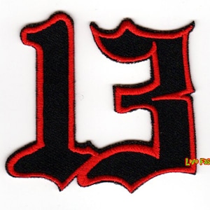13 Lucky Number 13 Iron On Sew On Embroidered Patch 2 1/2&quot;x 2 1/2&quot;