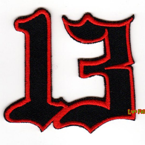 13 Lucky Number 13 Iron On Sew On Embroidered Patch 2 1/2"x 2 1/2"