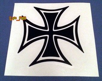 IRON CROSS DECAL Sticker Vinyl maltese cross biker vintage retro chopper motorcycle