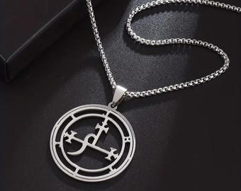 LILITH MOON SIGIL Pendant Necklace Stainless Steel witchcraft black magic occult satanism 666
