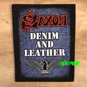 SAXON Denim And Leather Back Patch officially licensed heavy metal music, nwobhm, speed metal, thrash