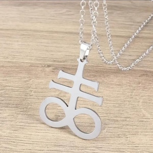 LEVIATHAN CROSS PENDANT Necklace Stainless Steel Baphomet 666 Satan occult alchemy