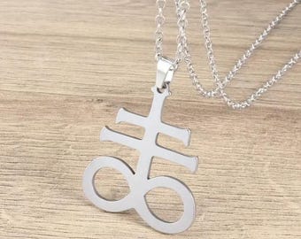 LEVIATHAN CROSS PENDANT Necklace Stainless Steel Baphomet 666 Satan occult alchemy