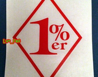 1%ER ONE PERCENTER Diamond Sticker Vinyl Decal old school outlaw biker mc