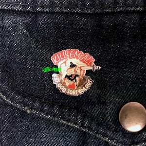 KILL EM ALL Let God Sort Em Out Lapel Pin vintage military veteran retro war memorbilia biker pins