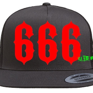 666 HAT TRUCKER HAT biker custom chopper motorcycle gas tank art ftw 1369