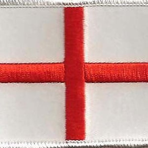 May include: A white patch with a red cross, representing the flag of England.
