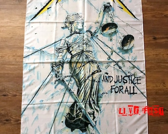 METALLICA - And Justice For All Flag Banner Tapestry Fabric Poster Vintage 1998
