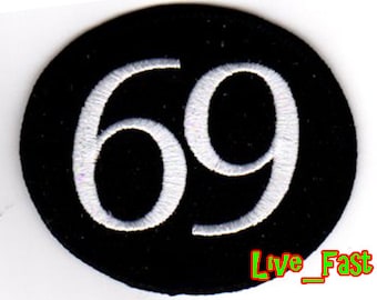 69 PATCH biker patches chopper motorcycle vest cut retro vintage style embroidered iron on