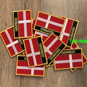 DENMARK FLAG PATCH Embroidered Lot 1 Dozen 12 patches patriot patriotic flags of the world national flag