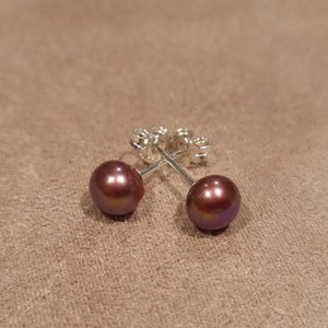 Antique Rose Sterling Silver Freshwater Pearl Stud Earrings