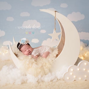 Beautiful Photography Backdrop, Moon Digital Backdrop with Clouds, Digital Background for Newborn Photography, Instant Download