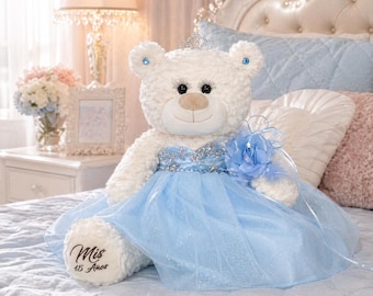 Quinceañera Teddy Bear Doll – Mis 15 Años Plush Centerpiece Decoration