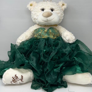 20&quot; Personalized  Last Quince Bear with Ruffle Dress ARC16831 All Ivory Bear