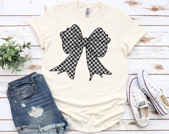 Checkered Bow Gildan/Comfort Colors Cotton T-Shirt