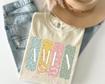 Amen Floral Christian T-Shirt - Comfort Colors Cotton Tee