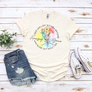 Amazing Grace watercolor How Sweet the Sound  Shirt Christian Gildan tshirt Comfort Colors Cotton Tshirt Easter Mother’s Day Song