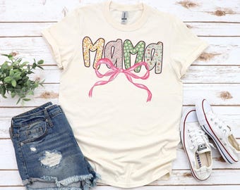 Floral Mama Shirt with Bow - Trendy Mom Gift