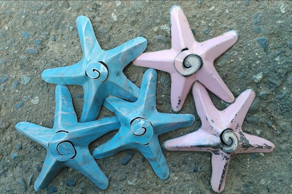 Starfish Wall Decor Set of 5 Seastars Nautical Metal Art Etsy