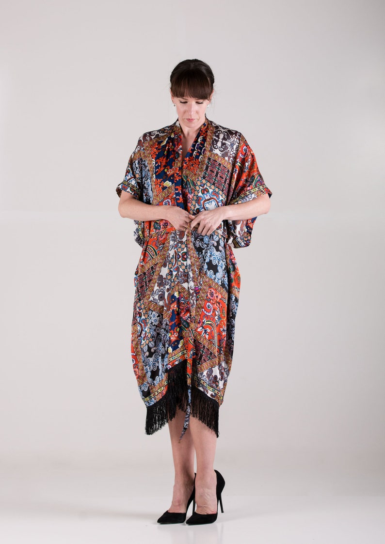 Swim wear Casual dress Chic Summer Long One size Gifts for her Kimono dress Hand made Beach Robe Elegant Frenchy