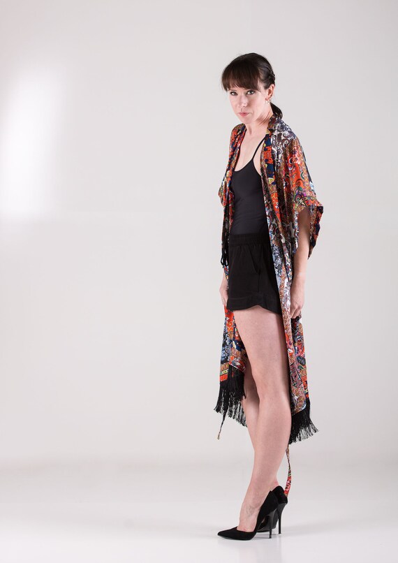 casual kimono dresses Jinghuiyue Womens Summer Casual Dress V Neck Kimono Sleeve Tropical Print Mini Dresses Beach Vacation Clothes L, Women's, Size: Large, Black