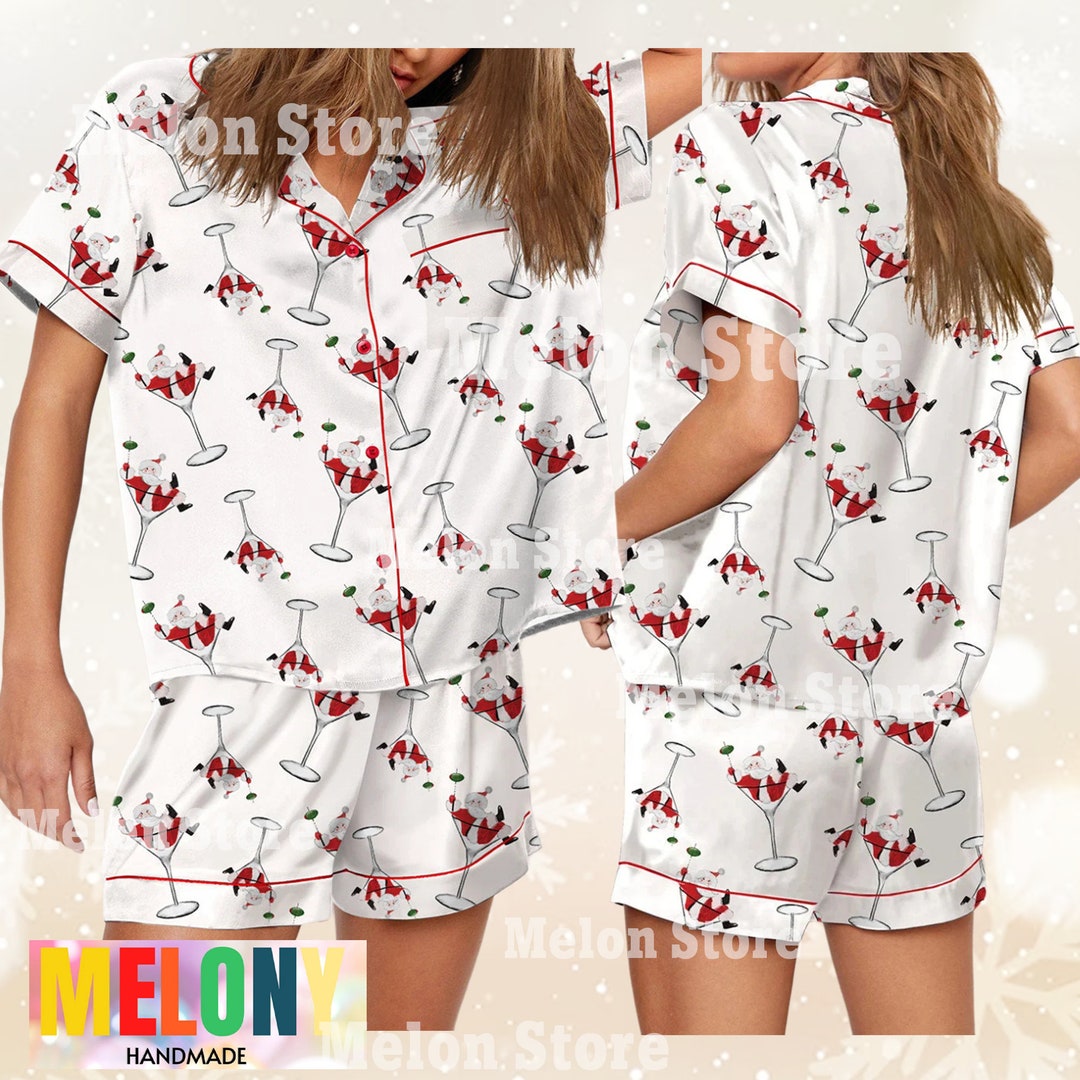 Santa Cocktail Martini Pajama Set Espresso Martini Pajama Etsy