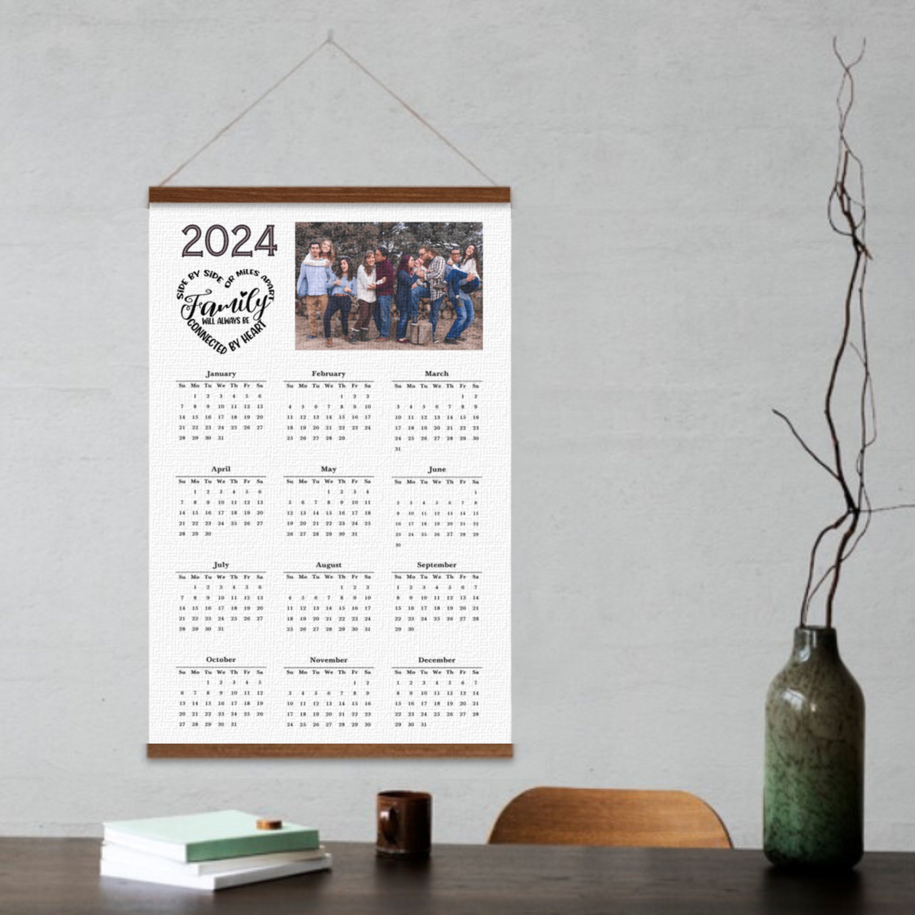 2024 Custom Family Photo Calendar Hanging Canvas Poster Teak Etsy