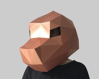 T-Rex Dinosaurier Maske digitale PDF - Low Poly Papercraft Tier Masken Vorlage