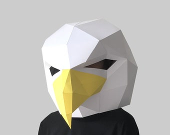 Bald Eagle mask digital PDF - Low Poly Papercraft Animal Mask Template