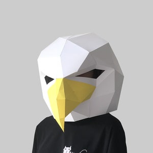 Bald eagle mask template PDF - paper mask, papercraft mask, masks, 3d mask, low poly mask, 3d paper mask, paper mask template, animal mask