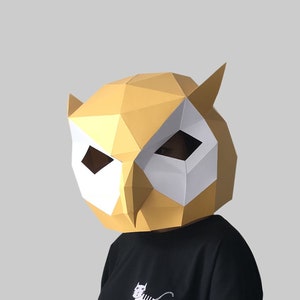 Modello maschera gufo - maschera di carta, maschera di carta, maschere, maschera 3d, maschera low poly, maschera di carta 3d, modello maschera di carta, maschera animale Halloween