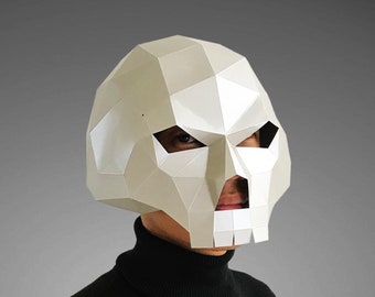 Skull mask template PDF - paper mask, papercraft mask, 3d mask, low poly mask, 3d paper mask, paper mask template, animal mask halloween