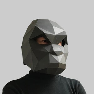 Gorilla Maske Vorlage PDF - Papiermaske, Papercraft Maske, Masken, 3D Maske, Low Poly Maske, 3D Papiermaske, Papiermaskenvorlage, Tiermaske