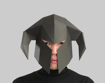 Helm 11 - Papiermaske Vorlage, Papercraft Helm, 3D Helm, Low Poly Helm, 3D Papiermaske, Papierhelm, Low Poly Maske Halloween