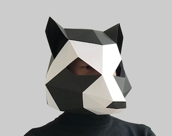 Raccoon mask digital PDF - Low Poly Papercraft Animal Mask Template