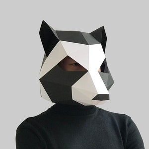 Raccoon mask digital PDF - Low Poly Papercraft Animal Mask Template