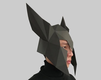 Helm 5 - Papiermaske Vorlage, Papercraft Helm, 3D Helm, Low Poly Helm, 3D Papiermaske, Papierhelm, Low Poly Maske Halloween