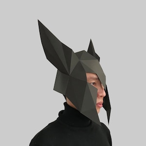 Helmet #5 template PDF - paper mask template, 3d helmet, low poly helmet, 3d paper mask, paper helmet, low poly mask halloween