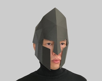 Helm 3 - Papiermaske Vorlage, Papercraft Helm, 3D Helm, Low Poly Helm, 3D Papiermaske, Papierhelm, Low Poly Maske Halloween