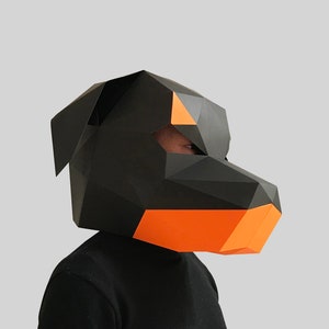 Rottweiler dog mask template PDF - paper mask, papercraft mask, 3d mask, low poly mask, 3d paper mask, paper mask template, animal mask