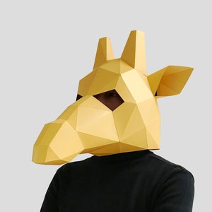Giraffe mask template - paper mask, papercraft mask, masks, 3d mask, low poly mask, 3d paper mask, paper mask template, animal mask