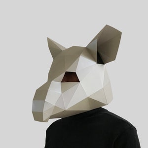 Tapir mask template PDF - paper mask, papercraft mask, masks, 3d mask, low poly mask, 3d paper mask, paper mask template, animal mask