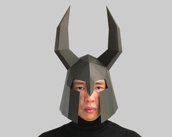 Helm 1 - Papiermaskenschablone, Papercraft Helm, 3D Helm, Low Poly Helm, 3D Papiermaske, Papierhelm, Low Poly Maske Halloween