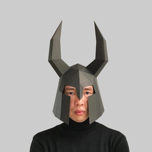 Helmet #1 template PDF - paper mask template, 3d helmet, low poly helmet, 3d paper mask, paper helmet, low poly mask halloween