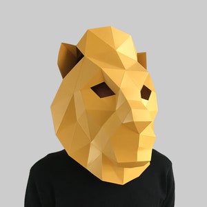 Lion king mask PDF template style 1- paper mask, papercraft mask, 3d mask, low poly mask, 3d paper mask, paper mask template, animal mask
