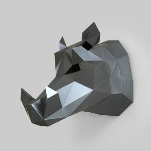Warthog paper trophy template PDF - papercraft, low poly paper, paper template, paper animal halloween, paper 3d, low poly papercraft