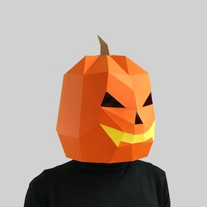 Pumpkin mask PDF template Style 2 - paper mask, papercraft mask, 3d mask, low poly mask, 3d paper mask, paper mask template, animal mask